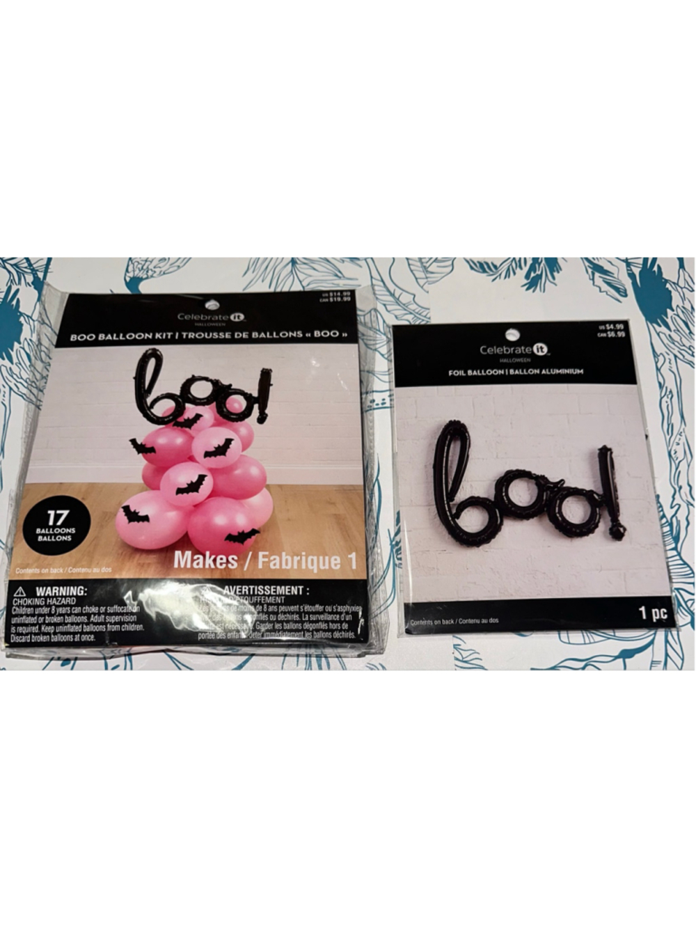 Celebrate it Halloween Boo Balloon Kit One Size Black and Pink